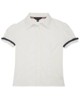 Short Sleeve Ribbon Bow Blouse